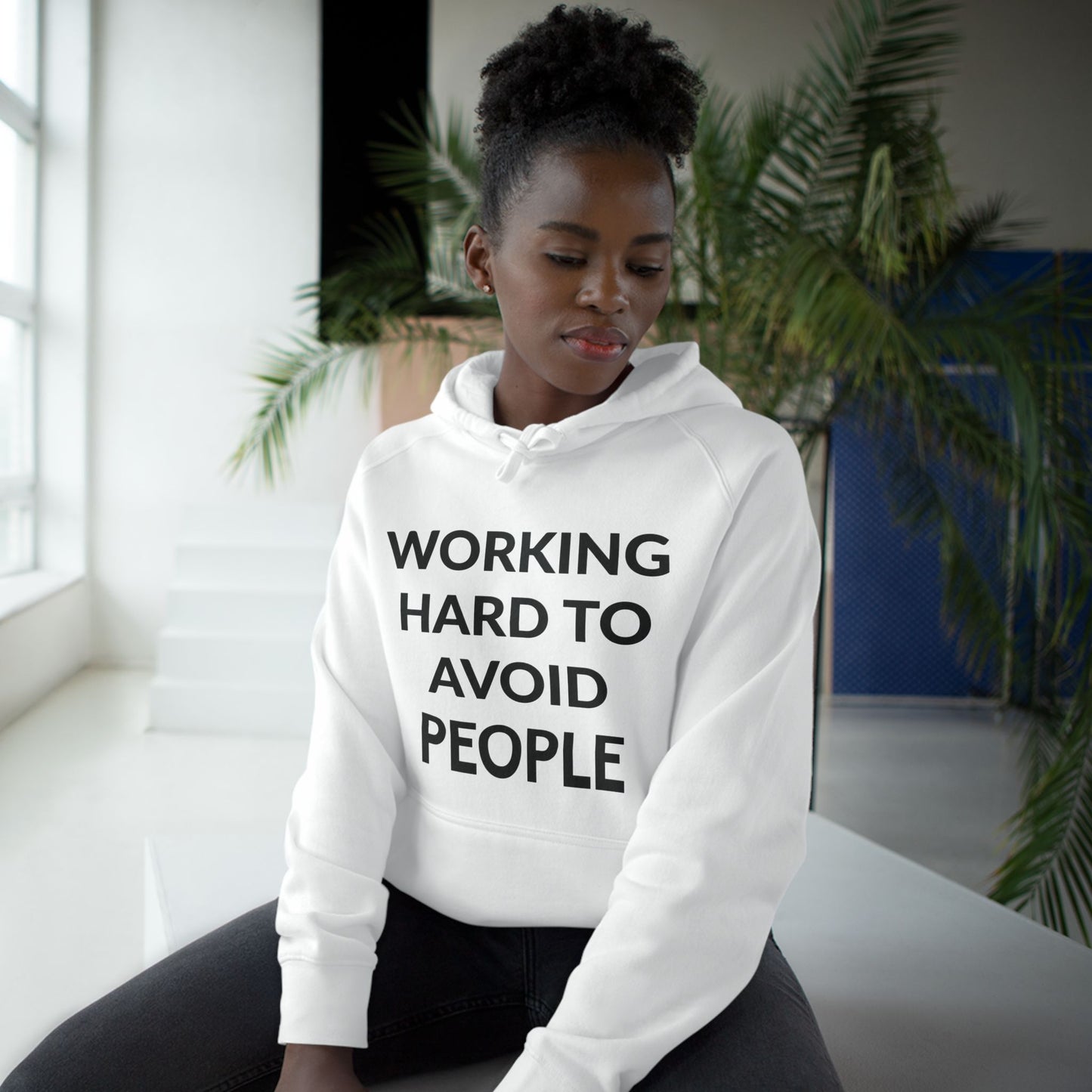 Unisex Supply Hoodie - Working Hard To Avoid People in Cloud (L)