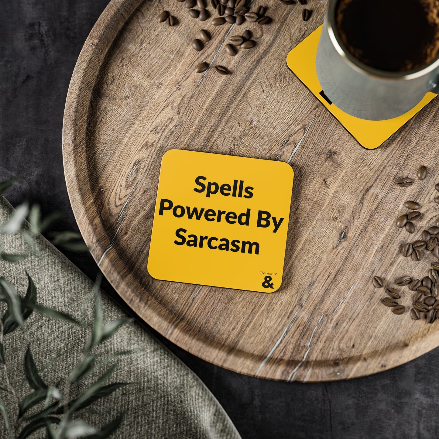 Coaster - Spells Powered By Sarcasm (Yellow)