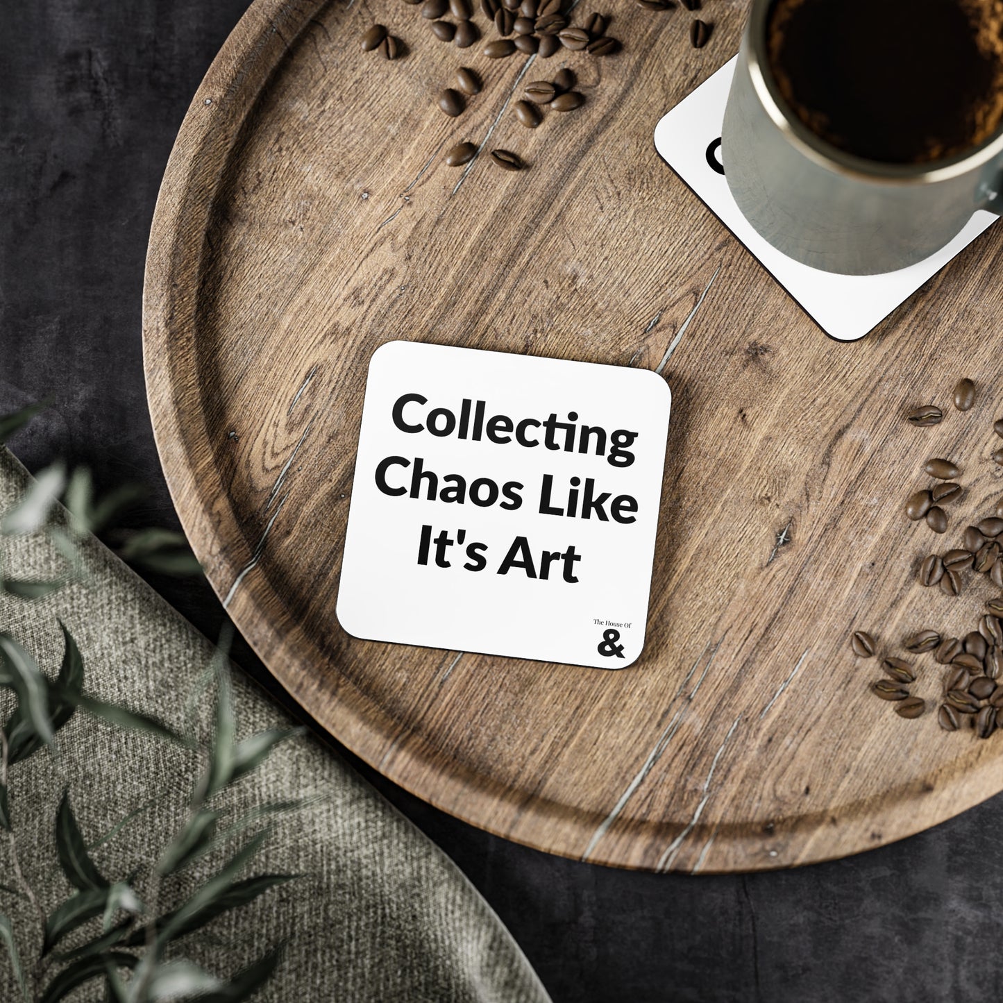 Coaster - Collecting Chaos Like It's Art (White)