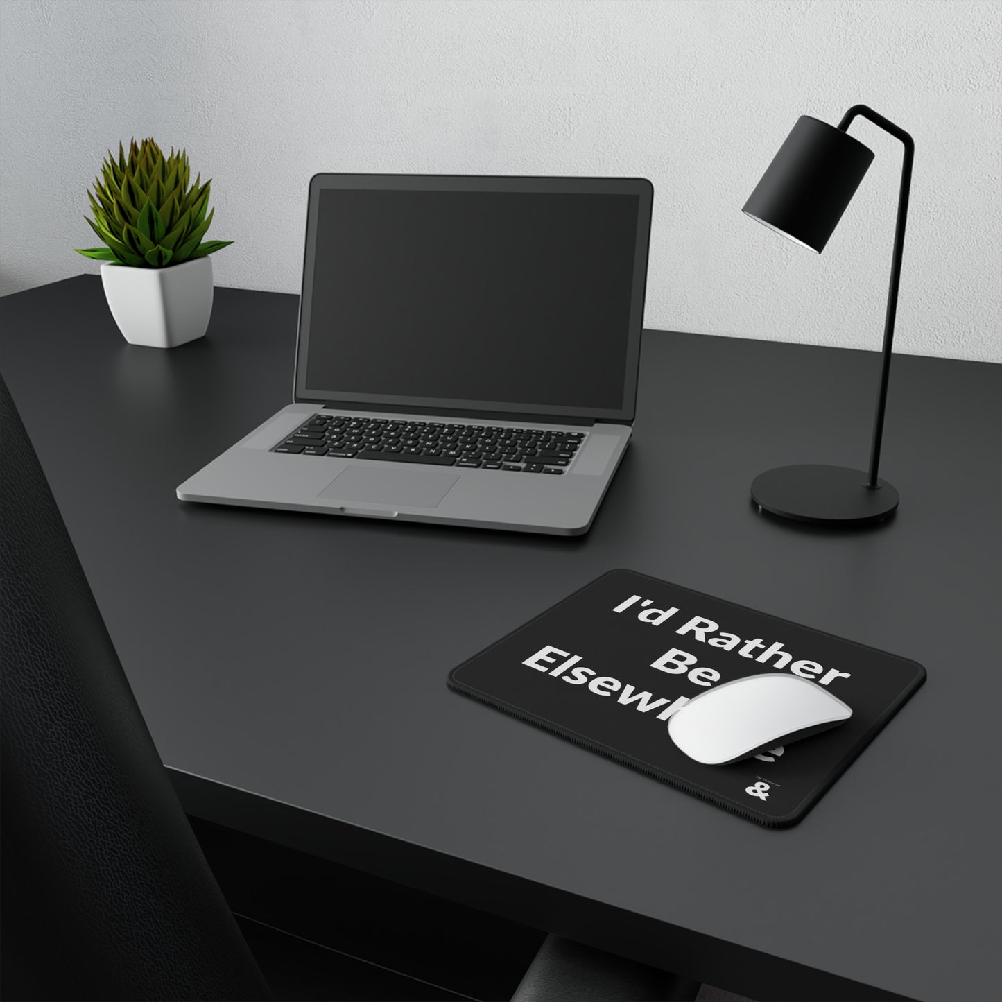 Non-Slip Gaming Mouse Pad - I'd Rather Be Elsewhere (Black)