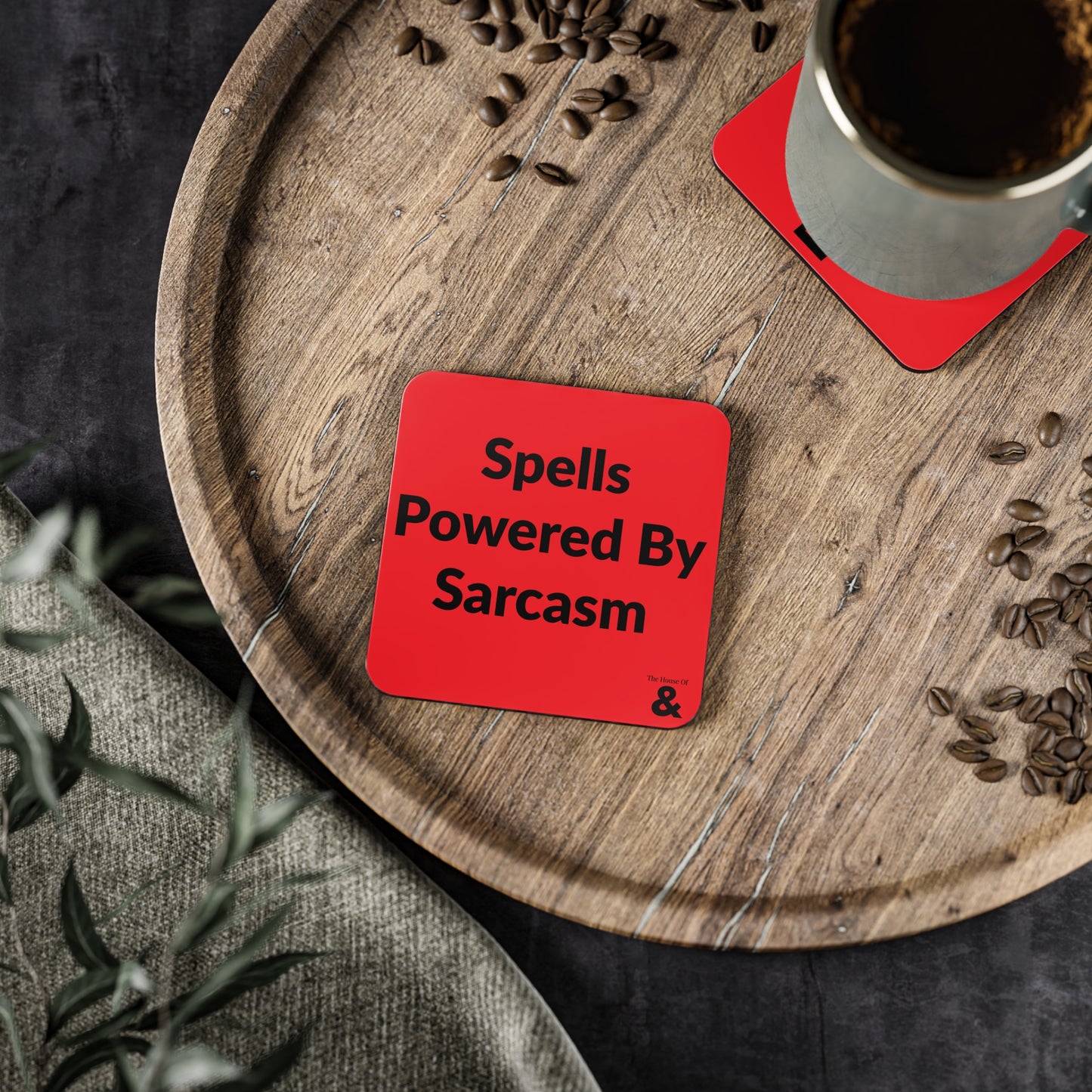 Coaster - Spells Powered By Sarcasm (Red)