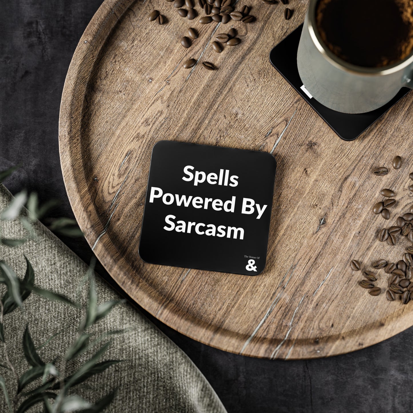 Coaster - Spells Powered By Sarcasm (Black)