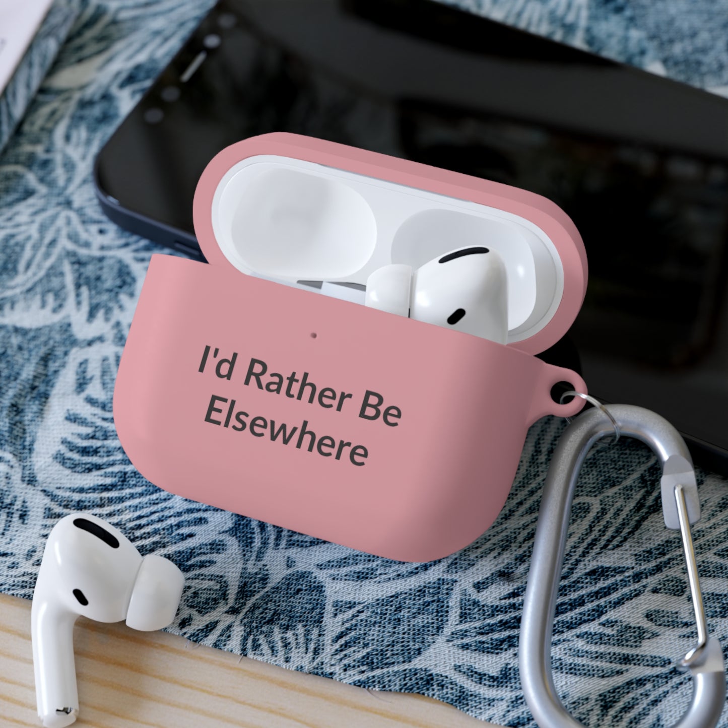 AirPods Pro Case Cover - I'd Rather Be Elsewhere - Black Text
