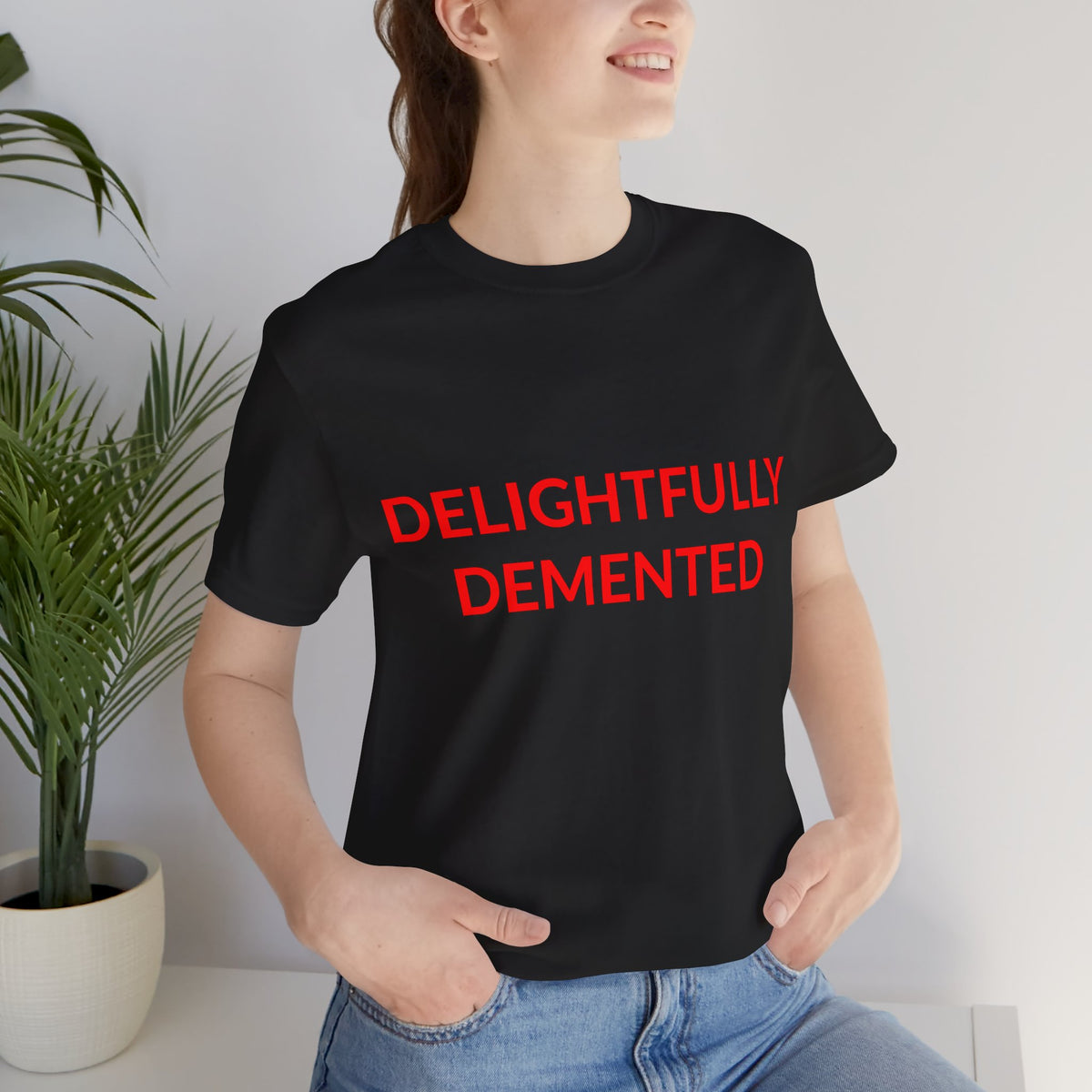 Unisex Jersey Short Sleeve Tee - Delightfully Demented - Blood Red in Midnight (M)