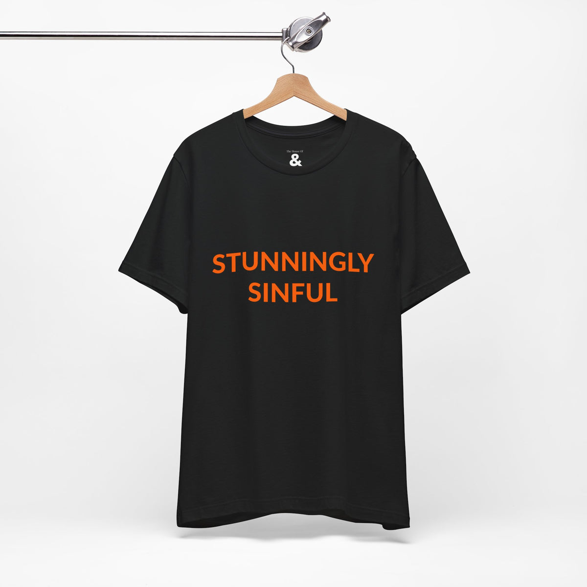 Unisex Jersey Short Sleeve Tee - Stunningly Sinful - Burnt Orange in Midnight (L)