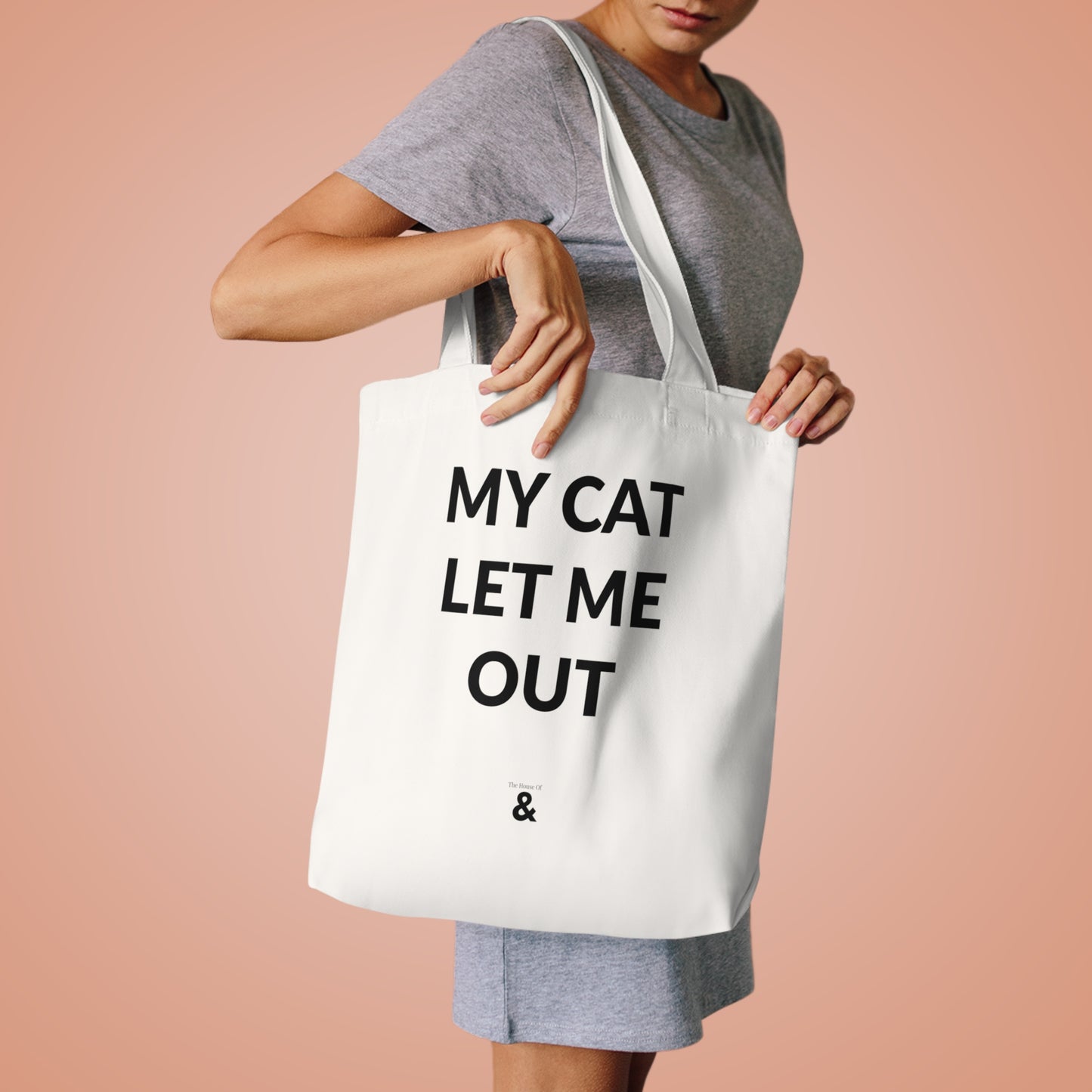 Oat Cotton Tote Bag - My Cat Let Me Out