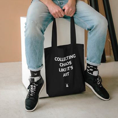 Midnight Cotton Tote Bag - Collecting Chaos Like It's Art