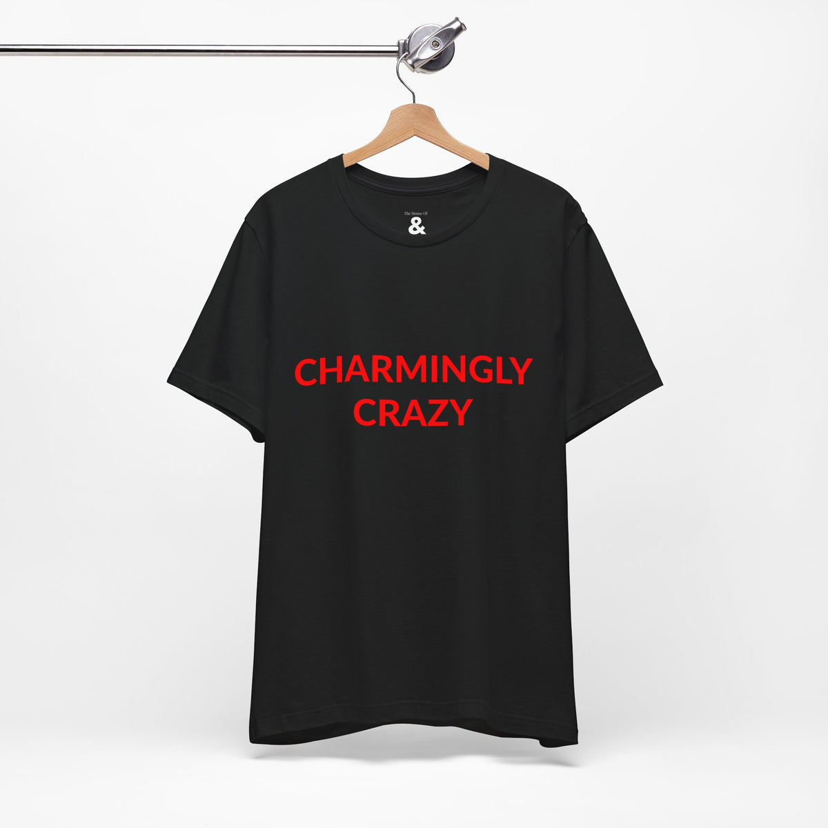 Unisex Jersey Short Sleeve Tee - Charmingly Crazy - Blood Red in Midnight (S)