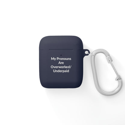 AirPods Case Cover - Overworked/Underpaid - White Text