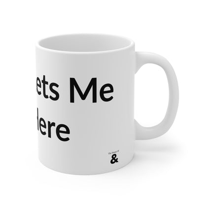 White Ceramic Coffee Cup - My Cat Lets Me Live Here