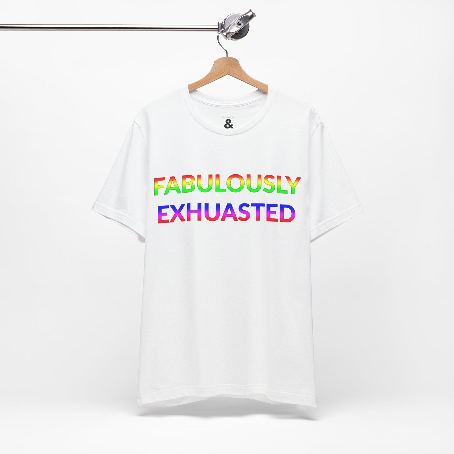 Unisex Jersey Short Sleeve Tee - Fabulously Exhausted in Cloud - Pride Collection (S)