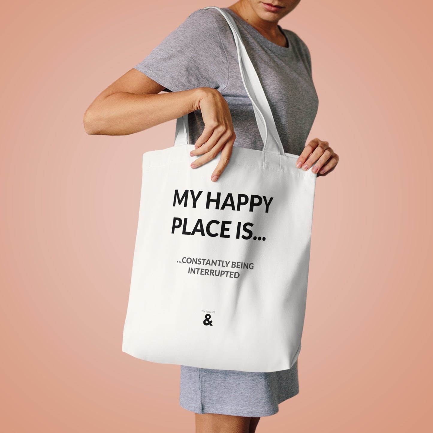 Oat Cotton Tote Bag - My Happy Place Is...