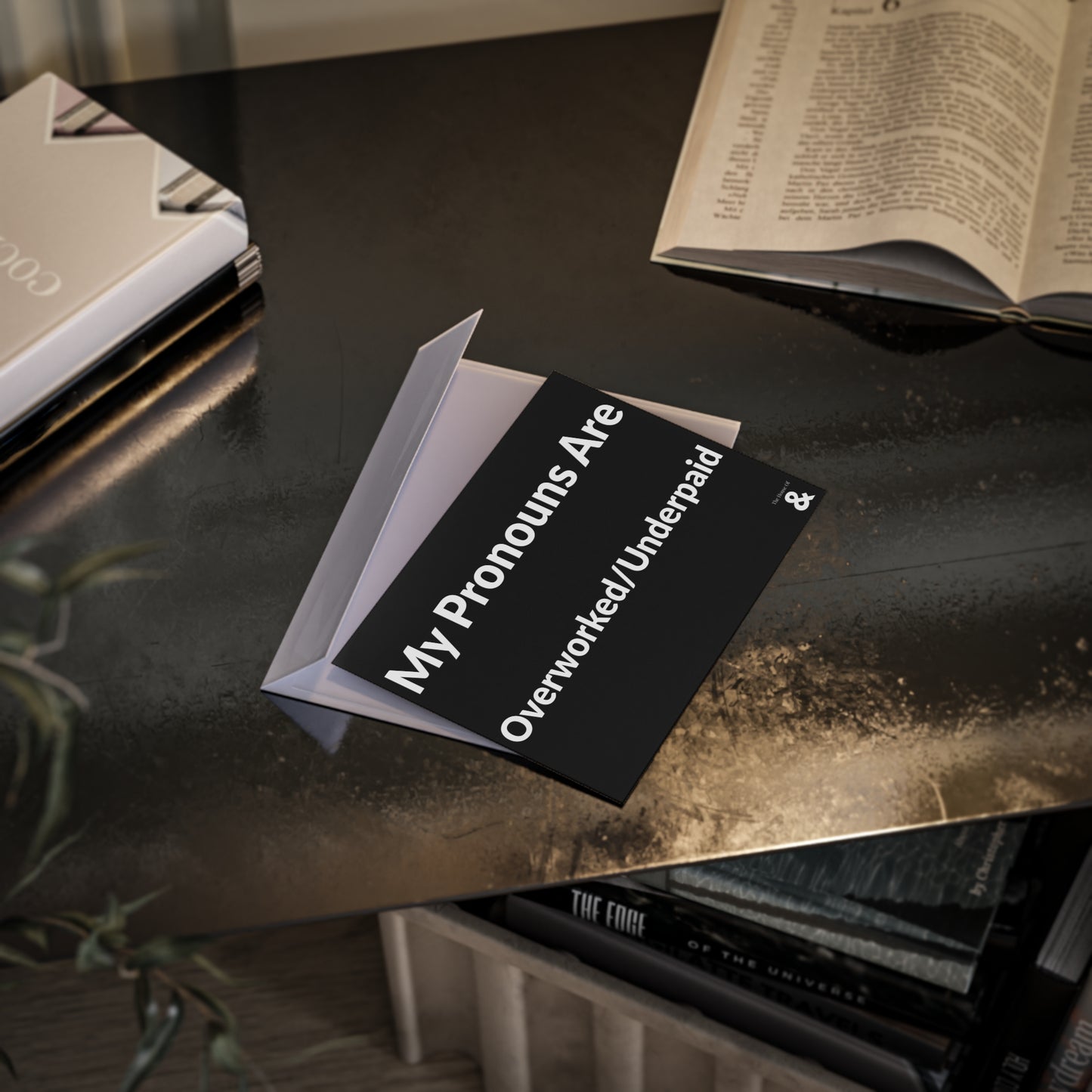 Boutique Gift & Collectible Card - Overworked/Underpaid (One-sided print in Midnight)