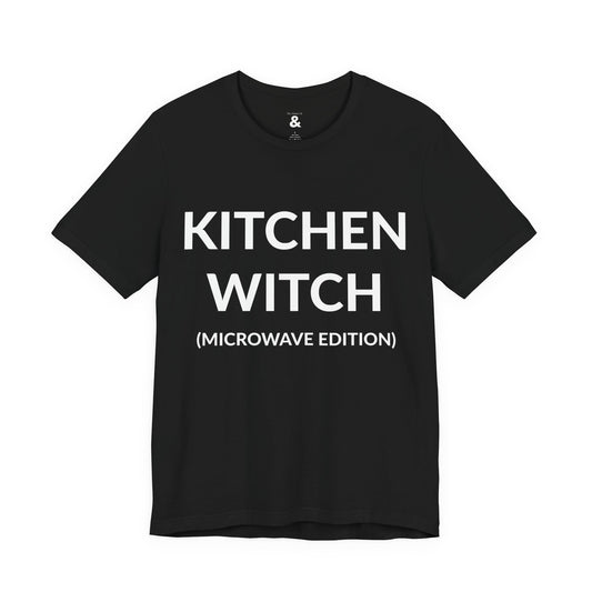 Unisex Jersey Short Sleeve Tee - Kitchen Witch (Microwave Edition) in Midnight (S)