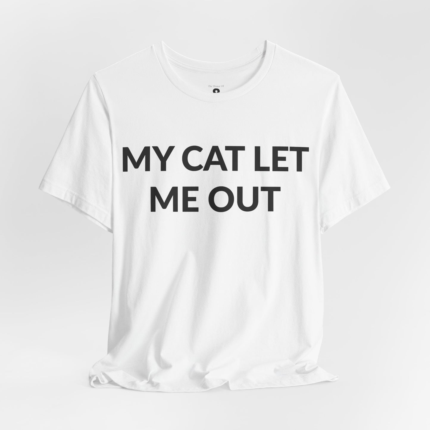 Unisex Jersey Short Sleeve Tee - My Cat Let Me Out in Cloud (M)