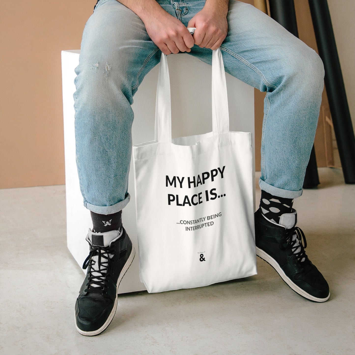 Oat Cotton Tote Bag - My Happy Place Is...
