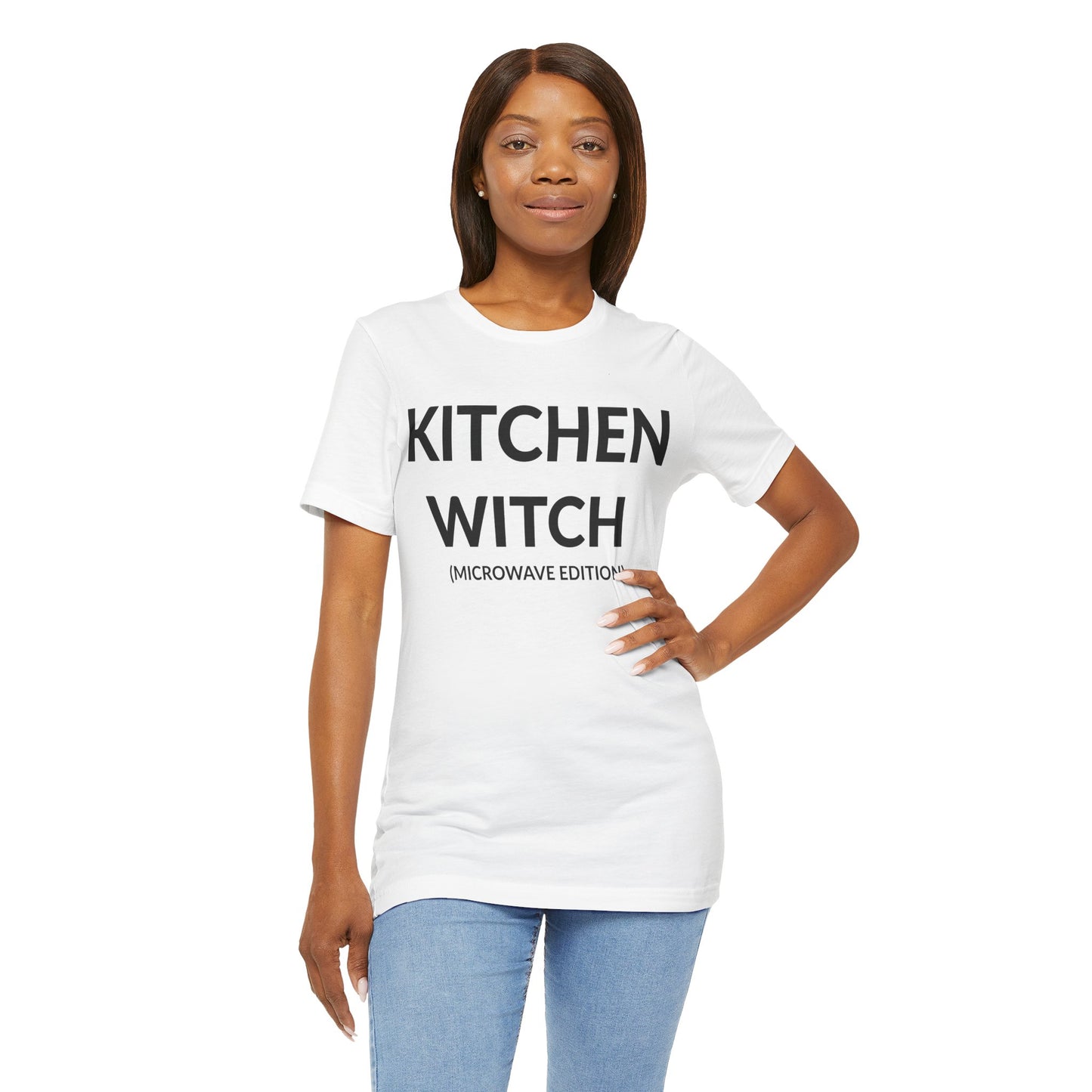 Unisex Jersey Short Sleeve Tee - Kitchen Witch (Microwave Edition) in Cloud (L)