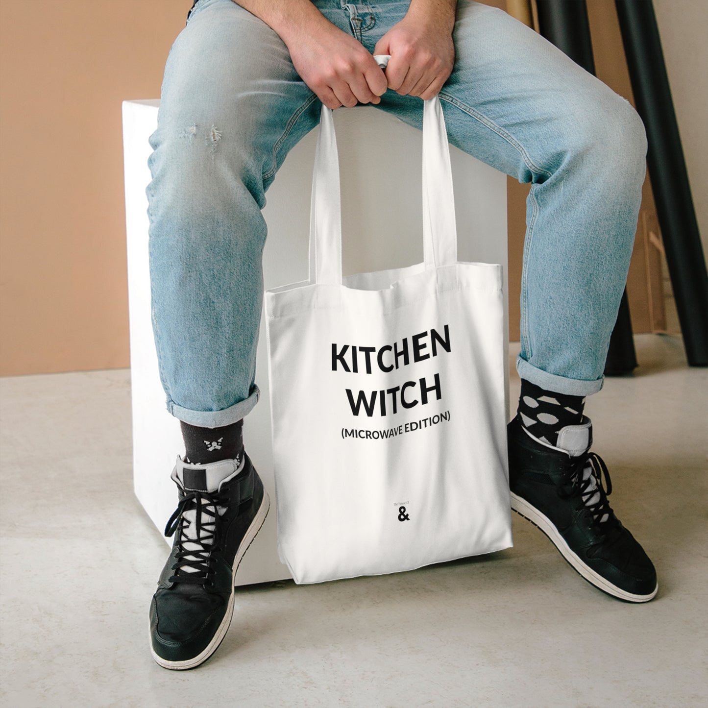 Oat Cotton Tote Bag - Kitchen Witch (Microwave Edition)