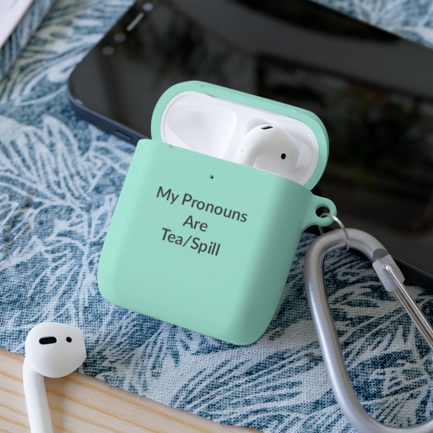 AirPods Case Cover - Tea/Spill - Black Text
