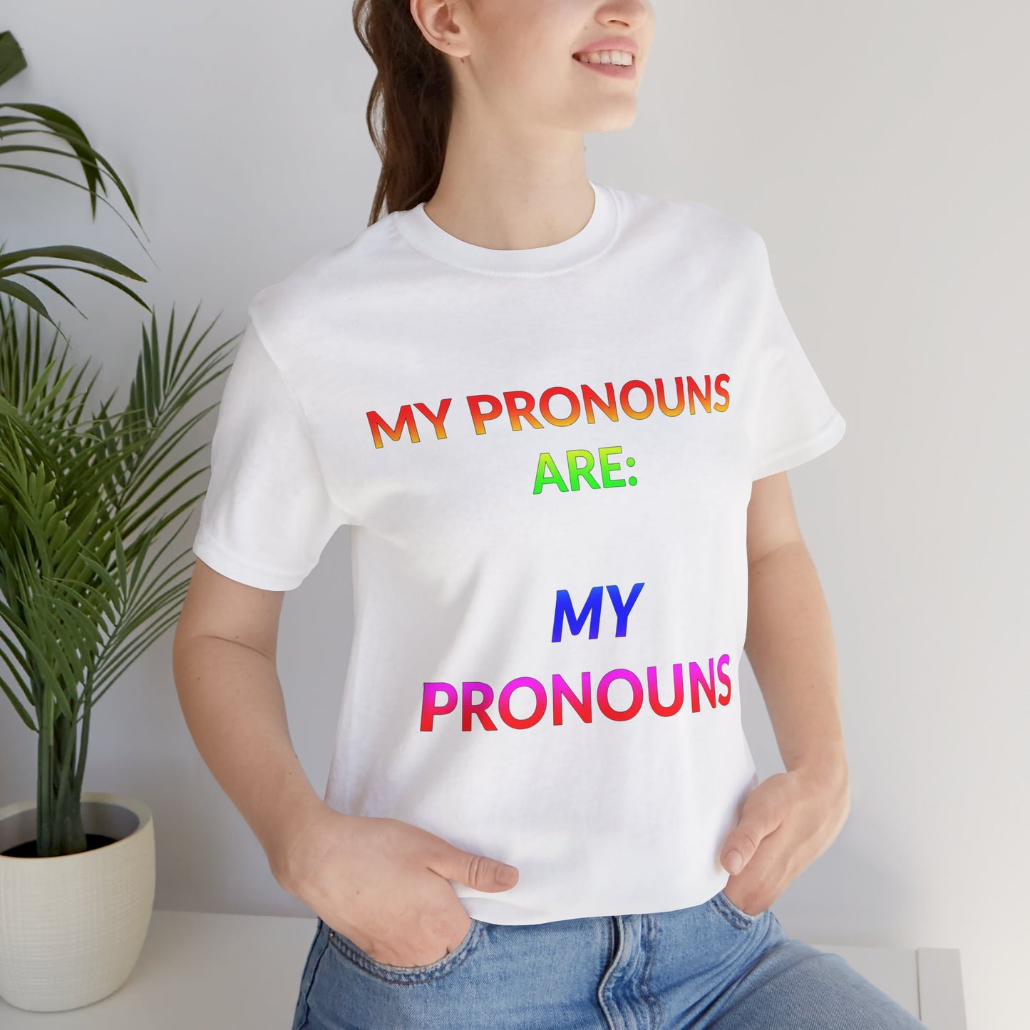 Unisex Jersey Short Sleeve Tee - My Pronouns Are MY Pronouns in Cloud (L)