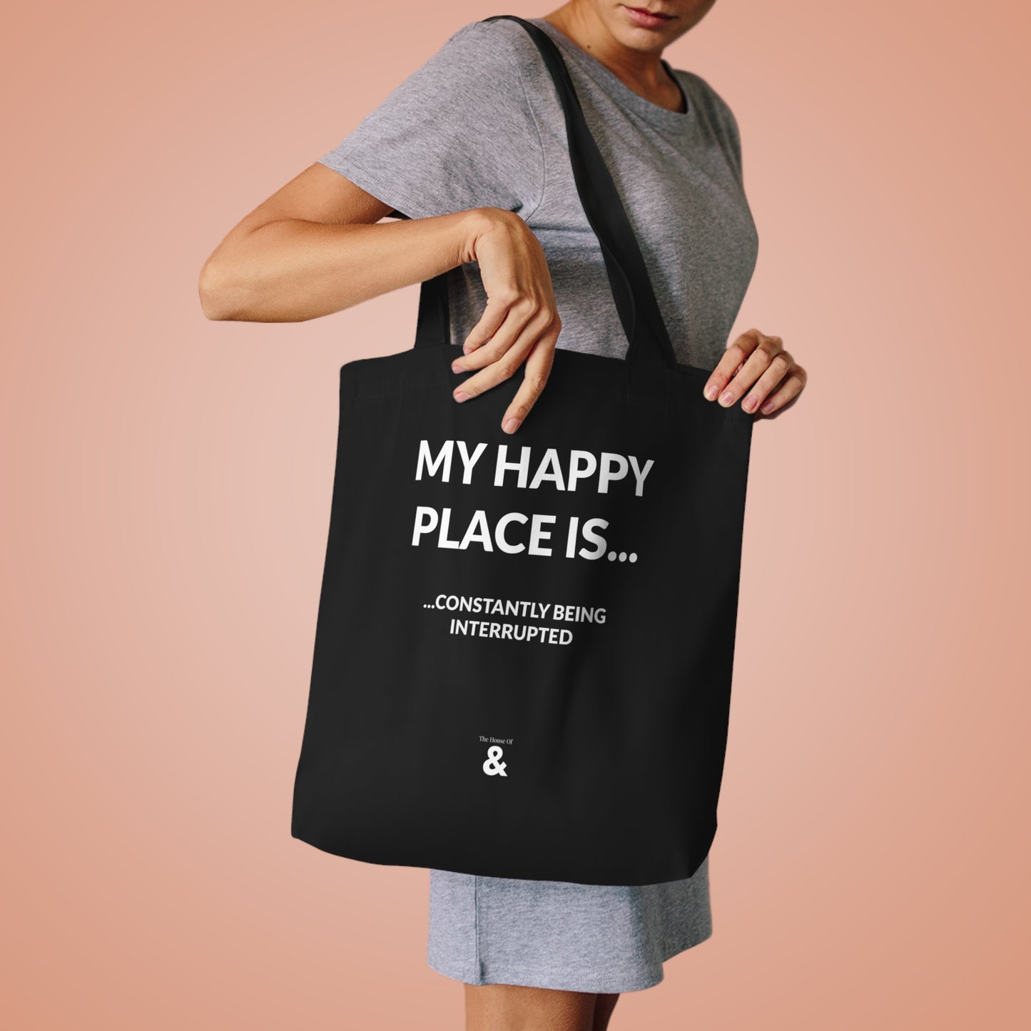 Midnight Cotton Tote Bag - My Happy Place Is...