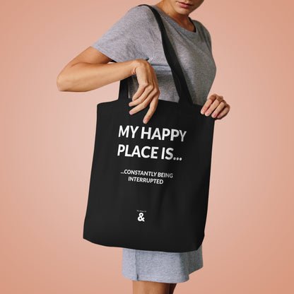 Midnight Cotton Tote Bag - My Happy Place Is...