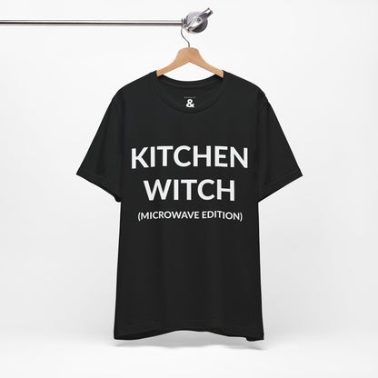 Unisex Jersey Short Sleeve Tee - Kitchen Witch (Microwave Edition) in Midnight (S)
