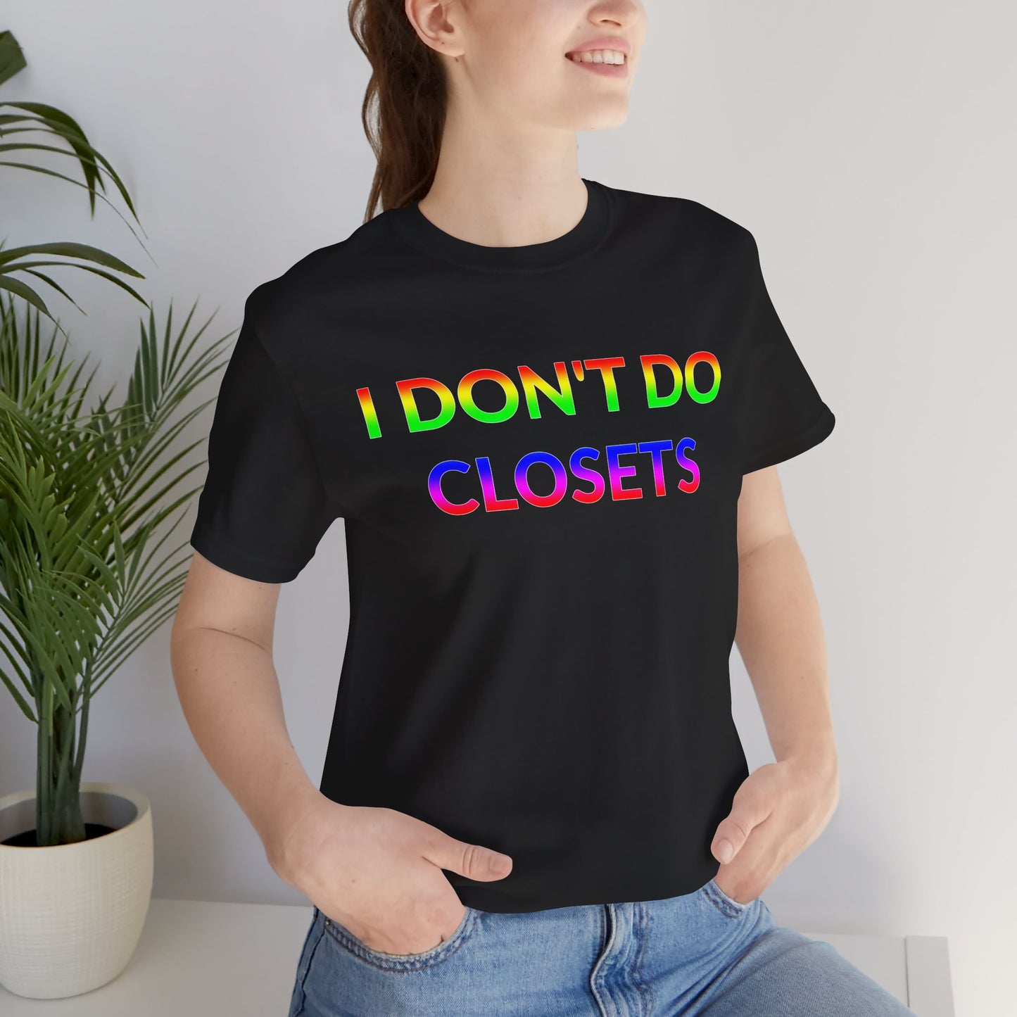 Unisex Jersey Short Sleeve Tee - I Don't Do Closets in Midnight (L)