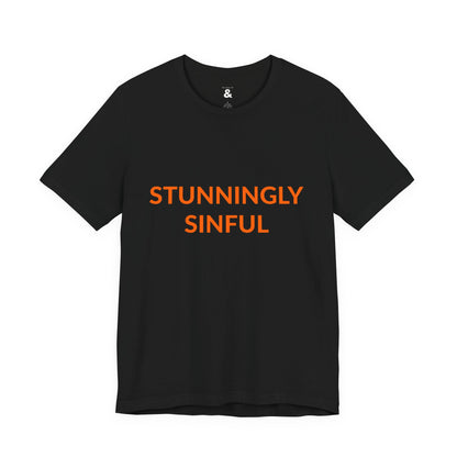 Unisex Jersey Short Sleeve Tee - Stunningly Sinful - Burnt Orange in Midnight (S)