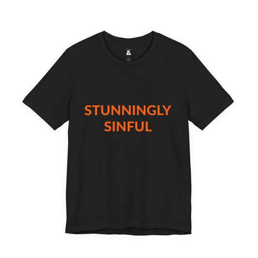 Unisex Jersey Short Sleeve Tee - Stunningly Sinful - Burnt Orange in Midnight (S)