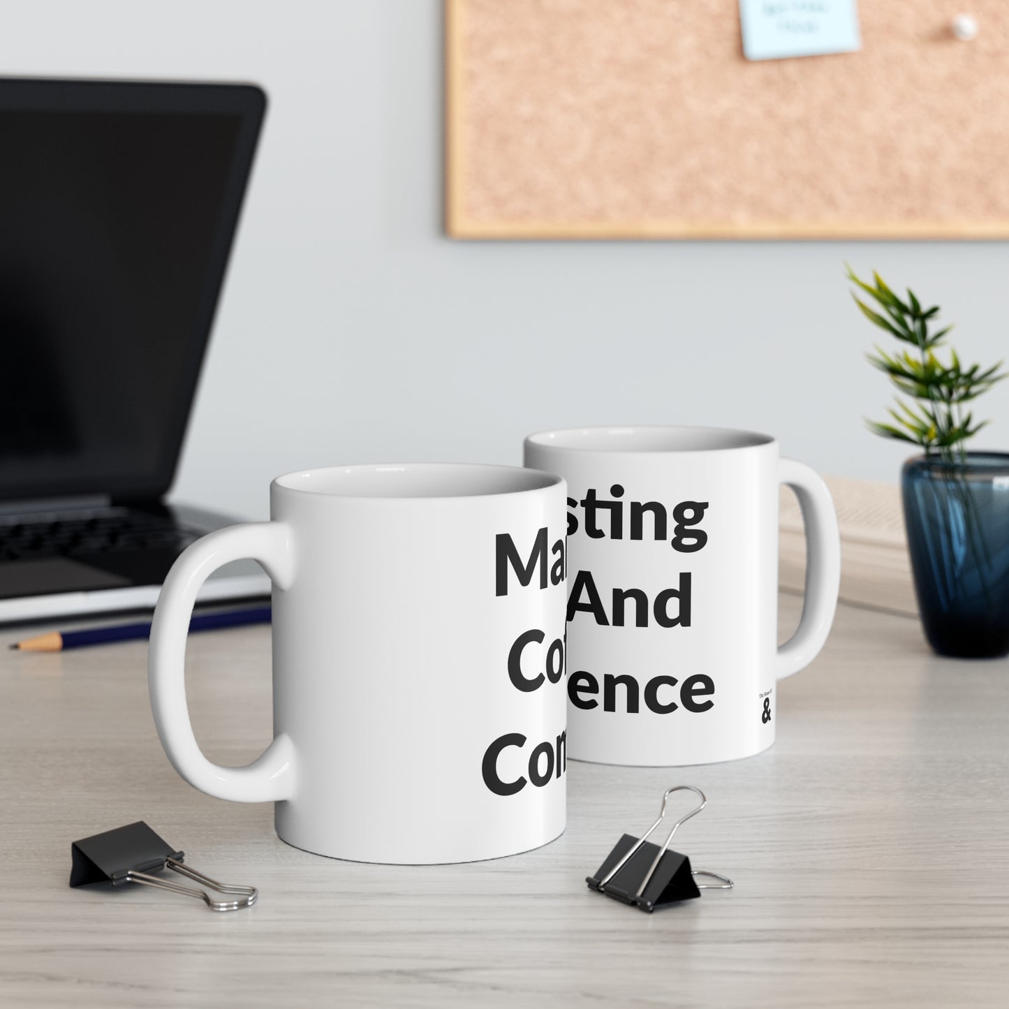 White Ceramic Coffee Cup - Manifesting Coffee And Competence