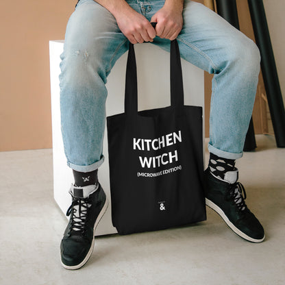 Midnight Cotton Tote Bag - Kitchen Witch (Microwave Edition)