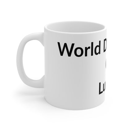 White Ceramic Coffee Cup - World Domination Or Lunch?
