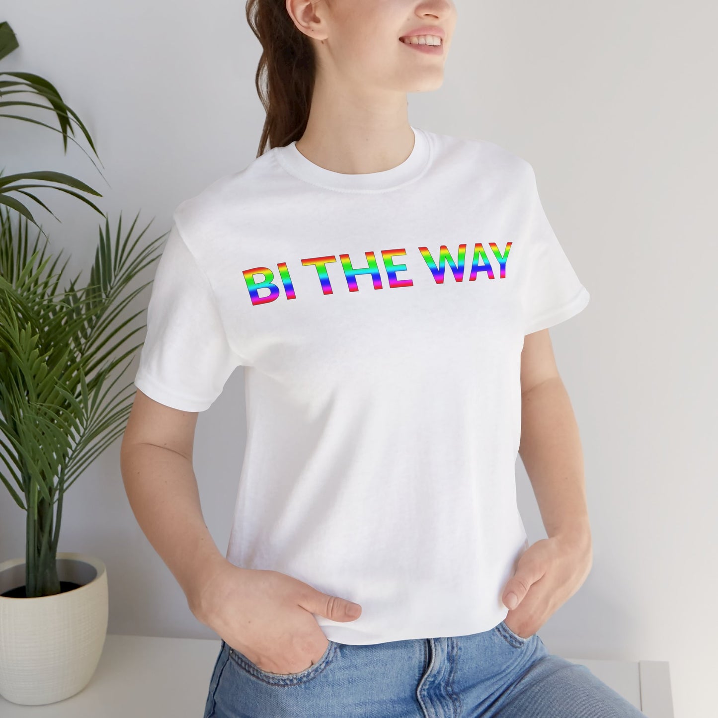 Unisex Jersey Short Sleeve Tee - Bi The Way in Cloud (L)