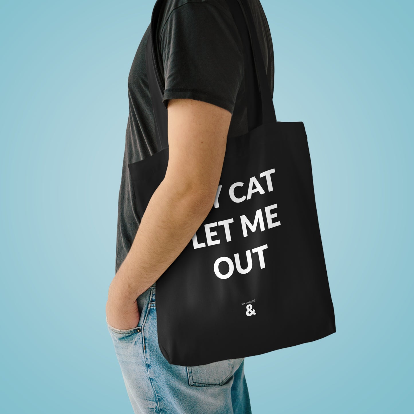Midnight Cotton Tote Bag - My Cat Let Me Out