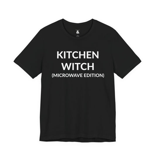 Unisex Jersey Short Sleeve Tee - Kitchen Witch (Microwave Edition) in Midnight (S)
