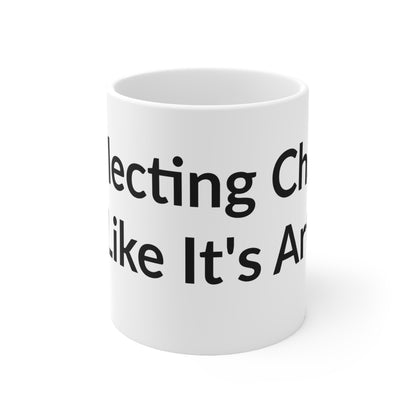 White Ceramic Coffee Cup - Collecting Chaos Like It's Art