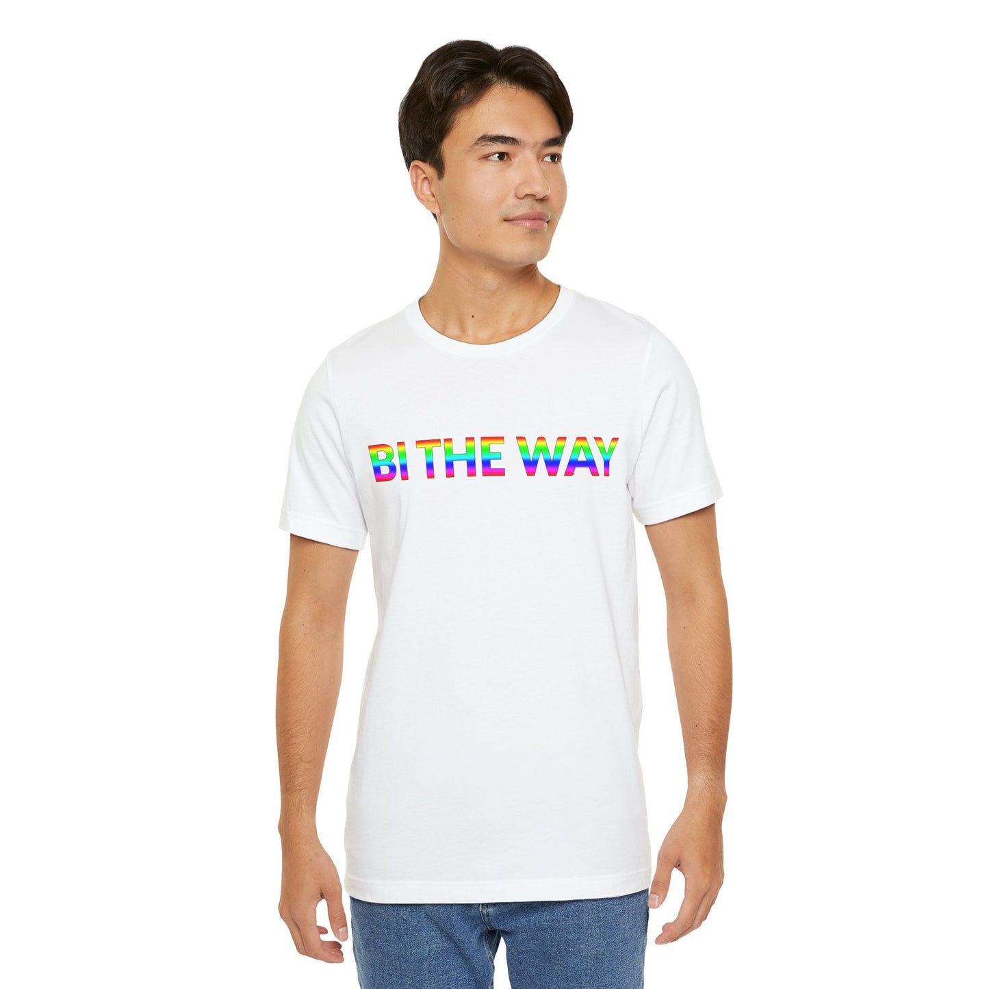 Unisex Jersey Short Sleeve Tee - Bi The Way in Cloud - Pride Collection (S)
