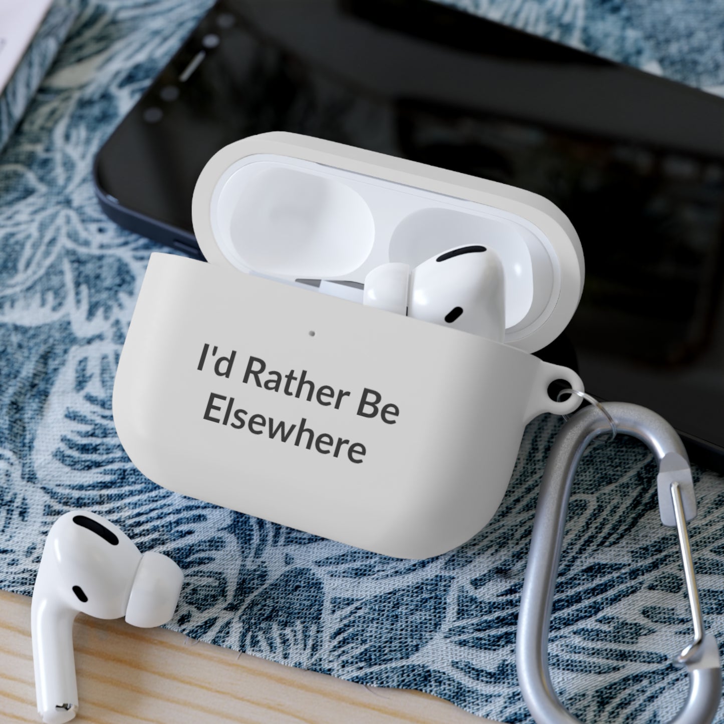 AirPods Pro Case Cover - I'd Rather Be Elsewhere - Black Text