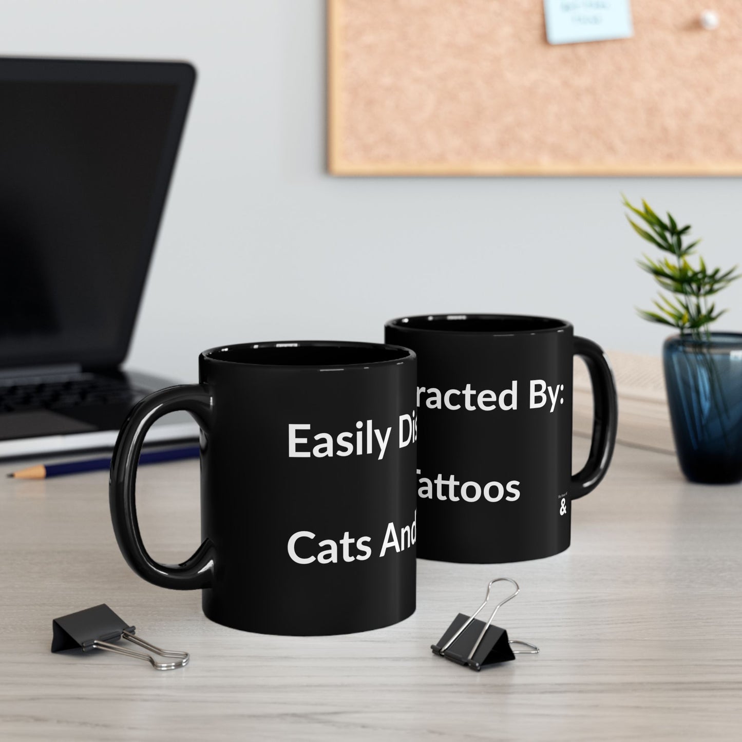Black Mug - Easily Distracted By: Cats And Tattoos