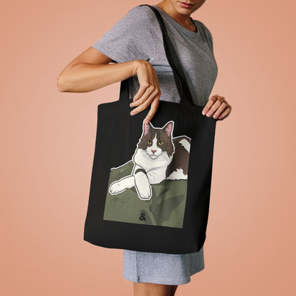 Midnight Cotton Tote Bag - Judgy Face