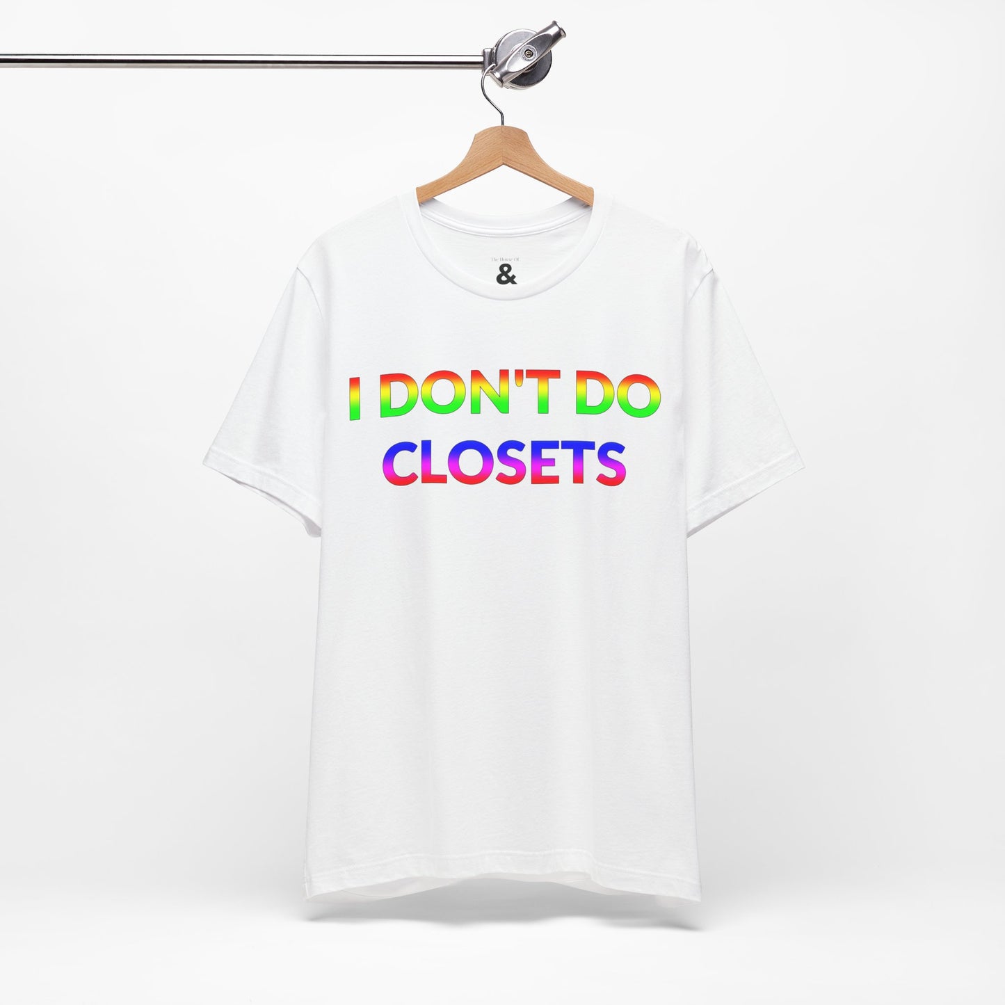 Unisex Jersey Short Sleeve Tee - I Don't Do Closets in Cloud - Pride Collection (S)