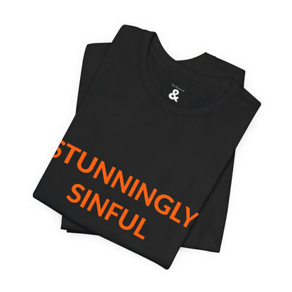 Unisex Jersey Short Sleeve Tee - Stunningly Sinful - Burnt Orange in Midnight (S)