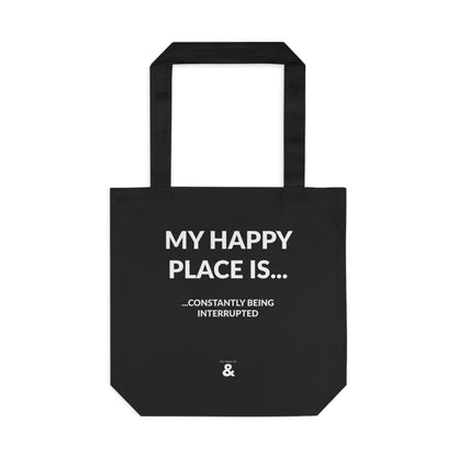 Midnight Cotton Tote Bag - My Happy Place Is...