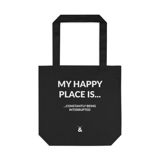 Midnight Cotton Tote Bag - My Happy Place Is...