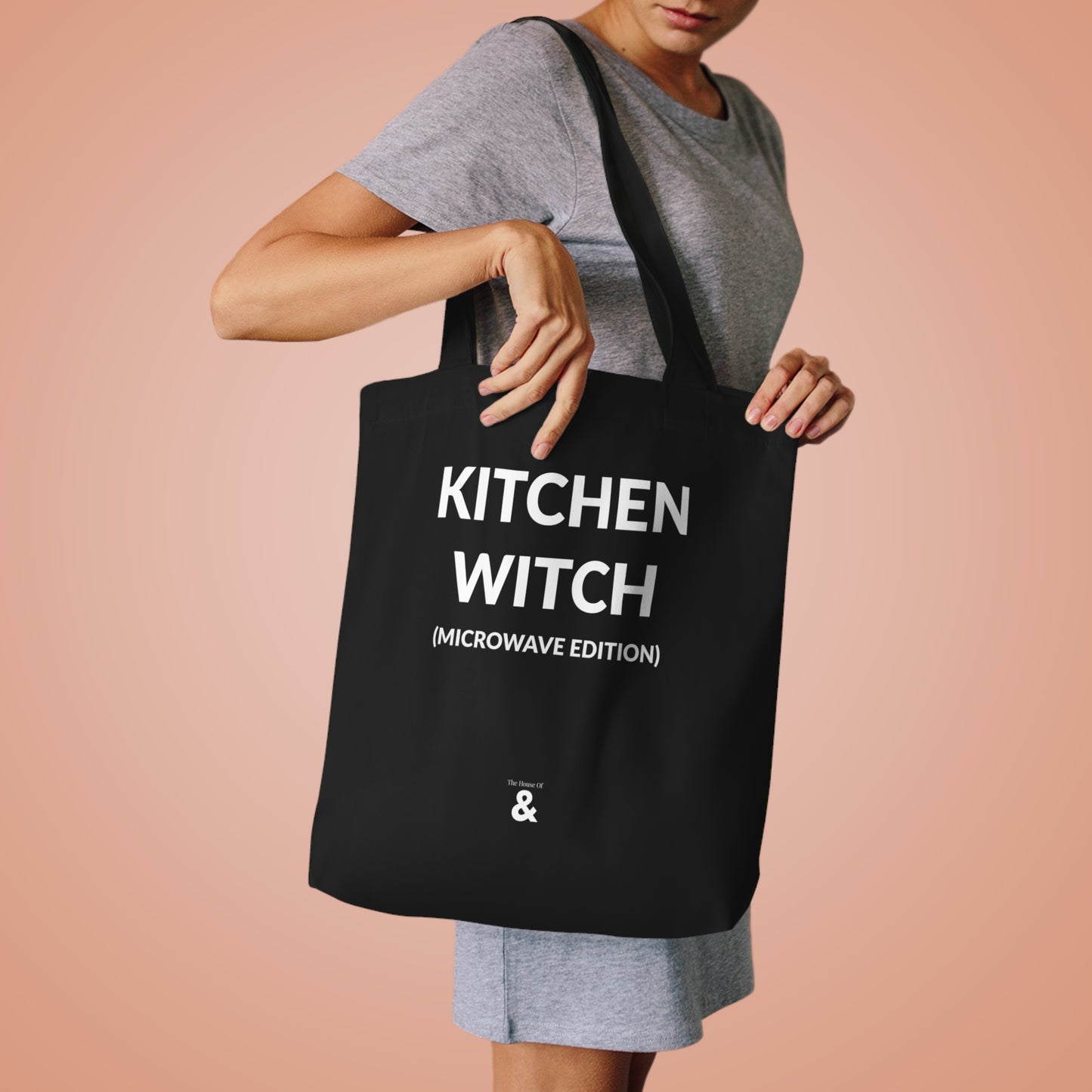 Midnight Cotton Tote Bag - Kitchen Witch (Microwave Edition)