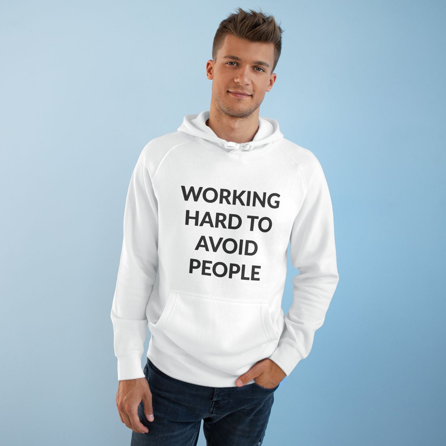 Unisex Supply Hoodie - Working Hard To Avoid People in Cloud (S)