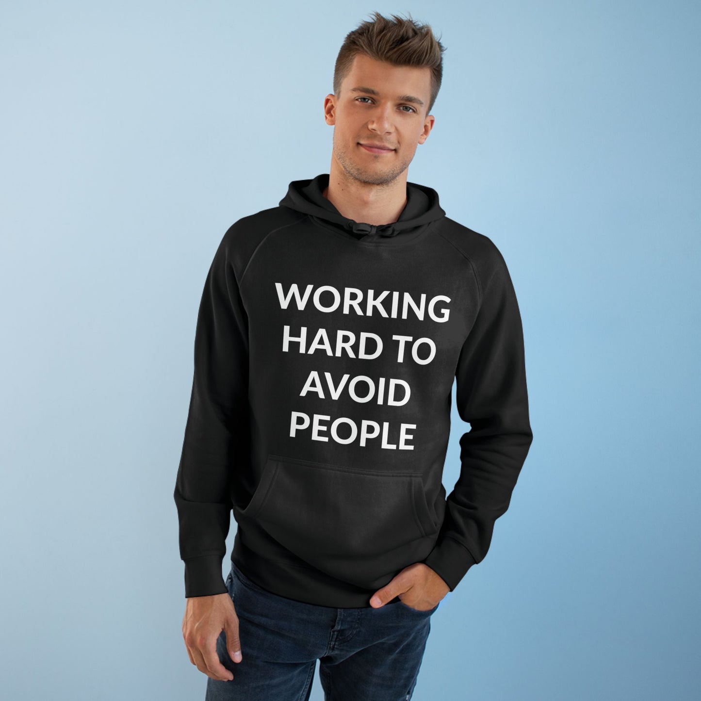 Unisex Supply Hoodie - Working Hard To Avoid People in Midnight (L)