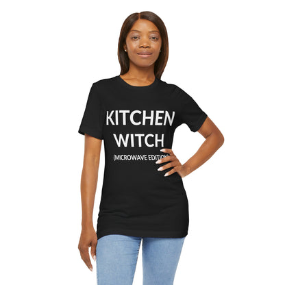 Unisex Jersey Short Sleeve Tee - Kitchen Witch (Microwave Edition) in Midnight (S)