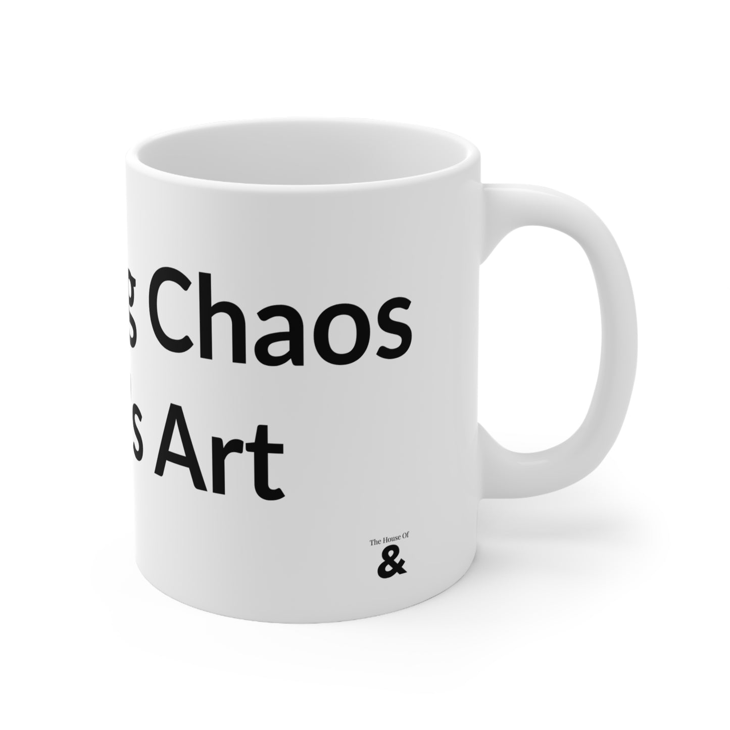 White Ceramic Coffee Cup - Collecting Chaos Like It's Art